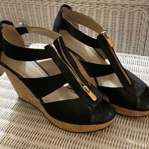 Size 11 black wedges with gold zipper